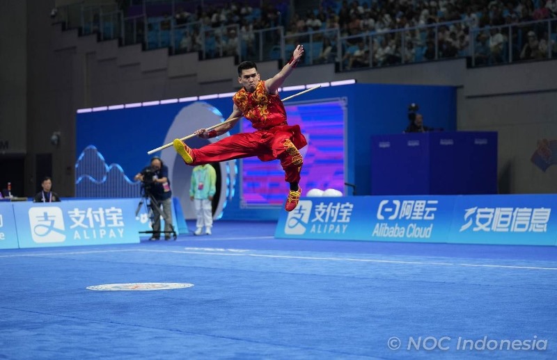 Harris Horatius peraih medali emas dari cabang olahraga Wushu di Asian Games Hangzhou 2023 (FOTO: nocindonesia.id)