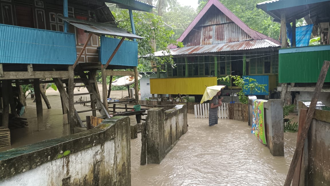 Salah satu perkampungan di Kepulauan Selayar mengalami banjir saat hujan datang dengan intensitas tinggi. (Foto: Istimewa)